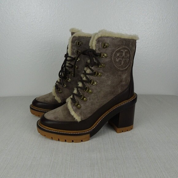 TORY BURCH Miller Shearling Lug Sole Ankle Boots 95MM Suede Leather 6.5 NIB - Picture 5 of 14